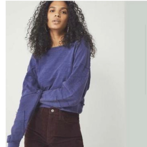 Free People We the Free 5 Star Pullover Sweatshirt Blue - Picture 8 of 9